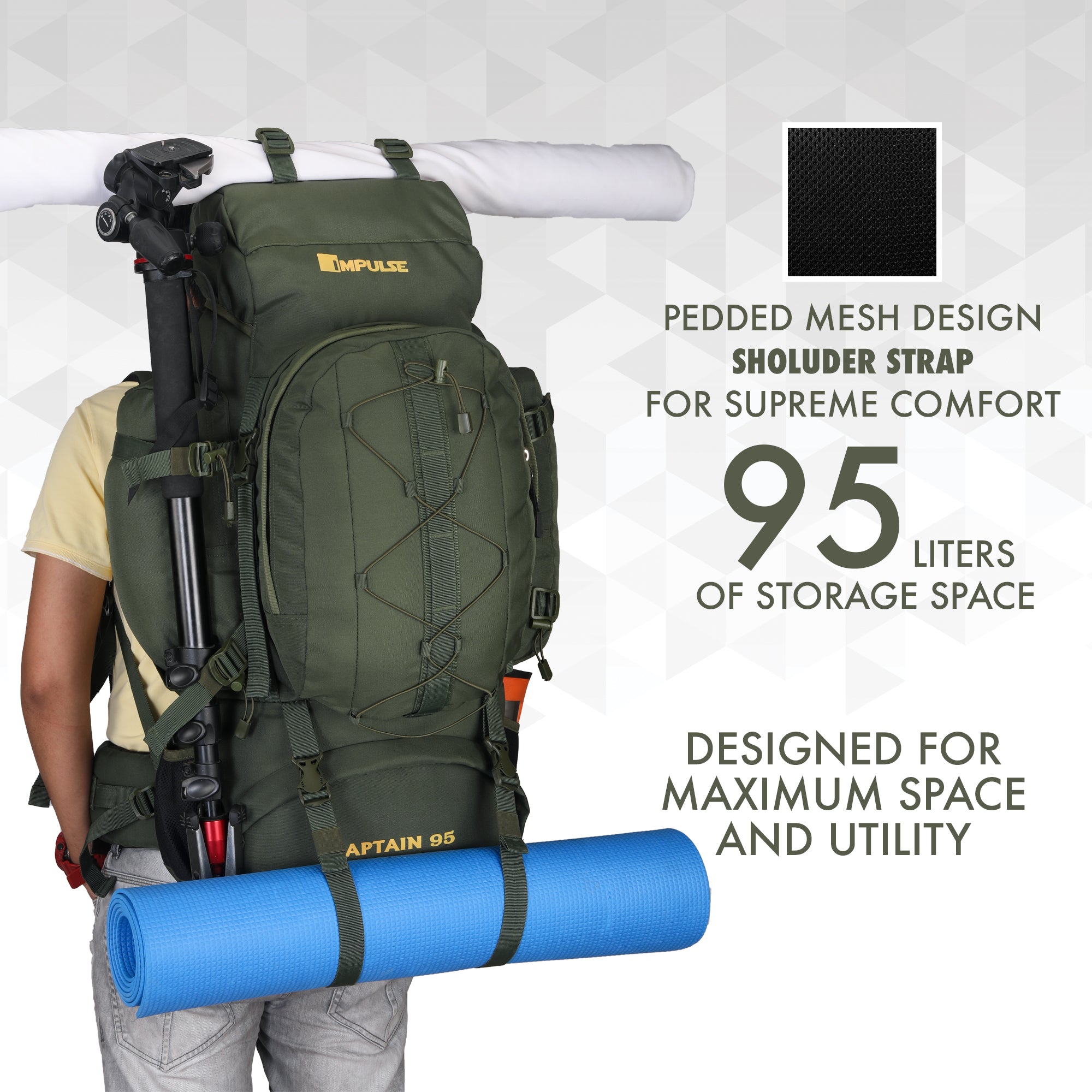 95 Litres Captain Green Trekking bag