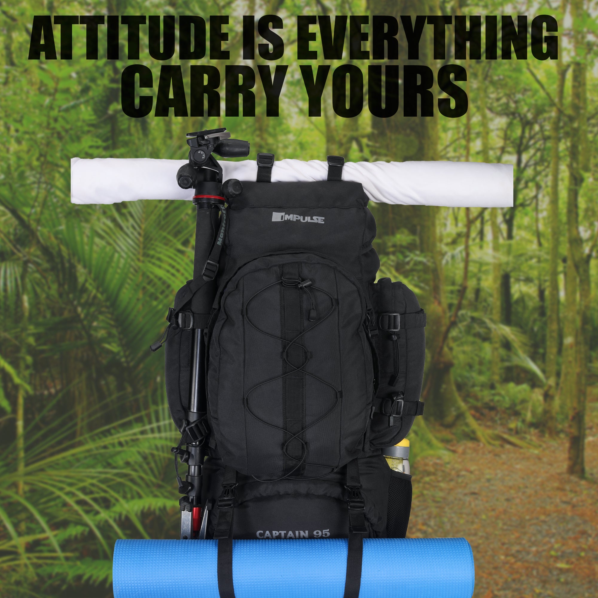 95 Litres Impulses Impulse Captain Black Trekking bag