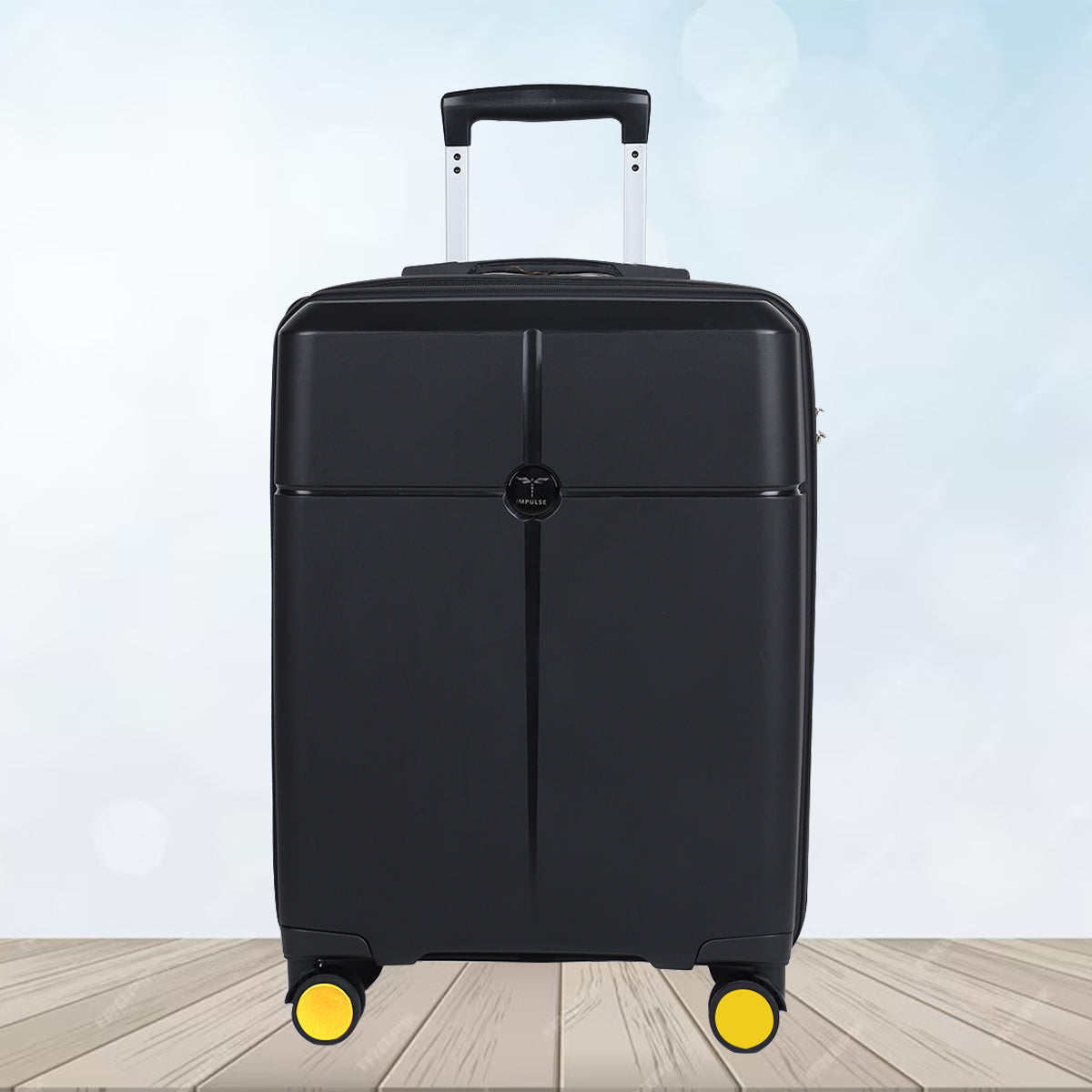 Small Cabin Suitcase (55 cm) 8 Wheels - Hard Sided PP 4 Wheel Spinner, Unbreakable Trolley Bag with Combi Lock - Black, Yellow