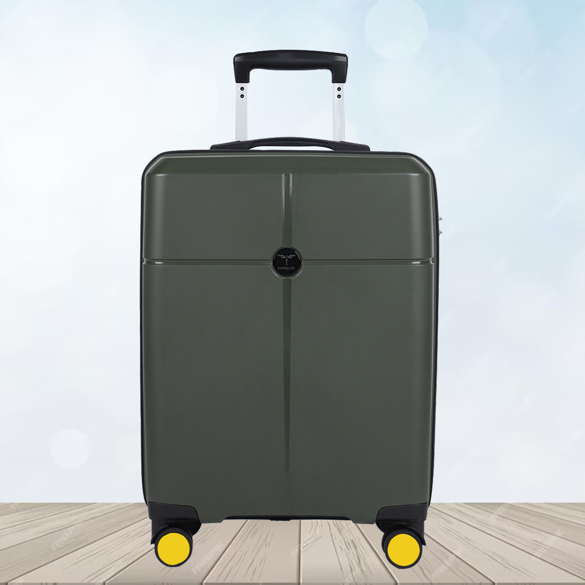 Small Cabin Suitcase (55 cm) 8 Wheels - Hard Sided PP 4 Wheel Spinner, Unbreakable Trolley Bag with Combi Lock - Green, Yellow