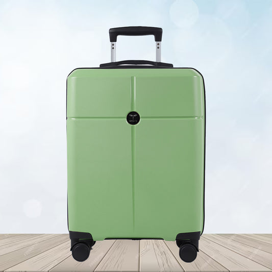 Small Cabin Suitcase (55 cm) 8 Wheels - Hard Sided PP 4 Wheel Spinner, Unbreakable Trolley Bag with Combi Lock - Green