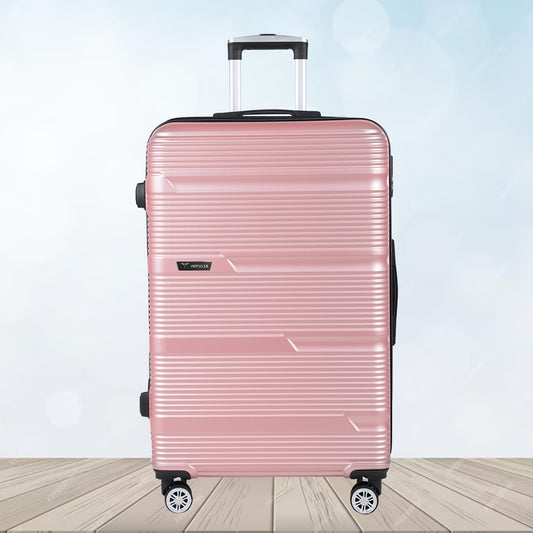 Small Cabin Suitcase (55 cm) 8 Wheels - Hard Sided ABS and PC 4 Wheel Spinner, Unbreakable Trolley Bag with Combi Lock - Pink