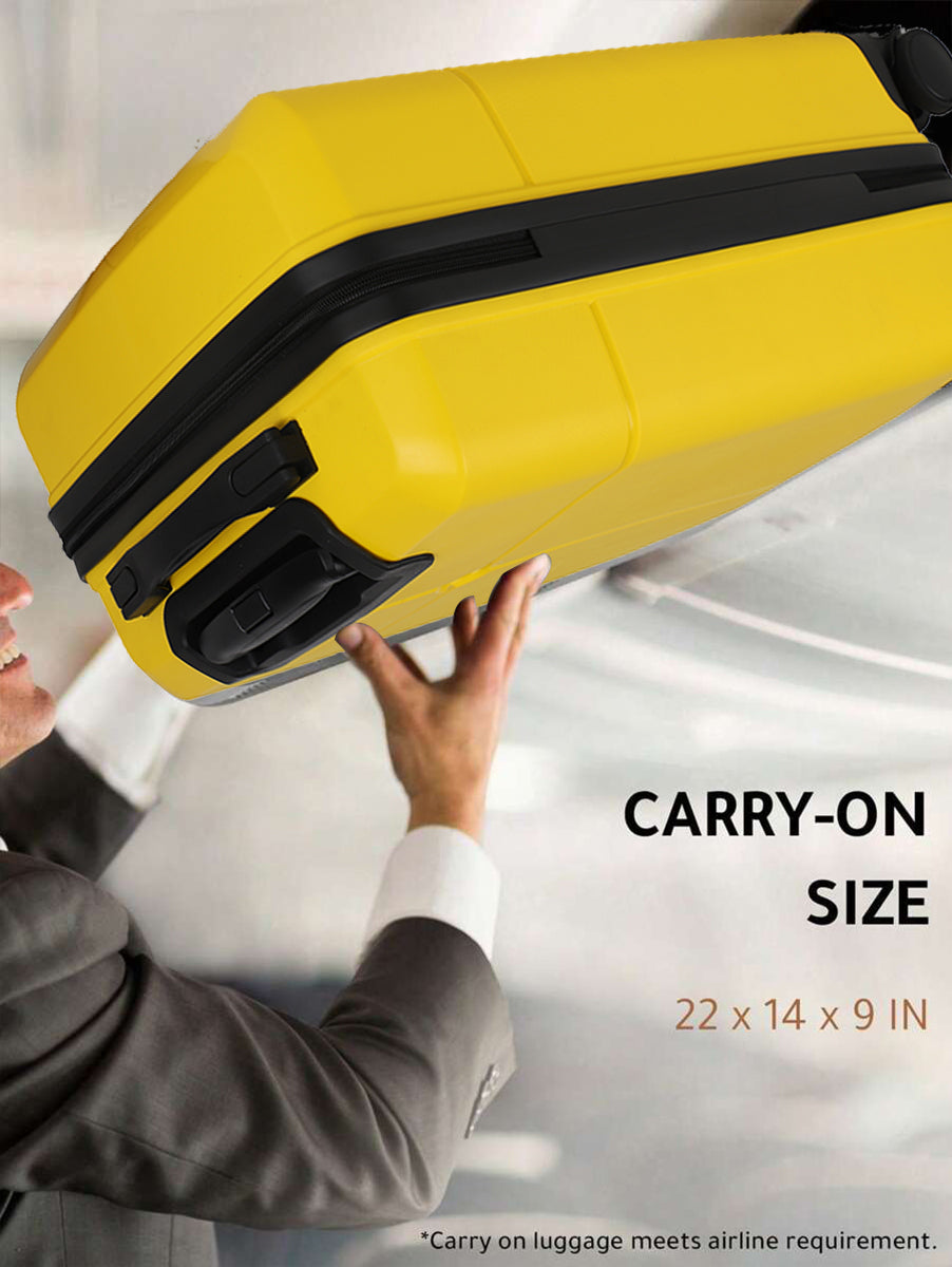 Small Cabin Suitcase (55 cm) 8 Wheels - Hard Sided PP 4 Wheel Spinner, Unbreakable Trolley Bag with Combi Lock - White