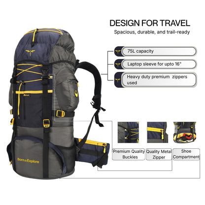 Rucksack trekking bag (Grey)