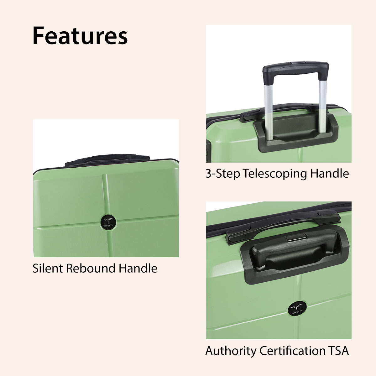 Medium Cabin Suitcase (65 cm) 8 Wheels - Hard Sided PP 4 Wheel Spinner, Unbreakable Trolley Bag with Combi Lock - Green