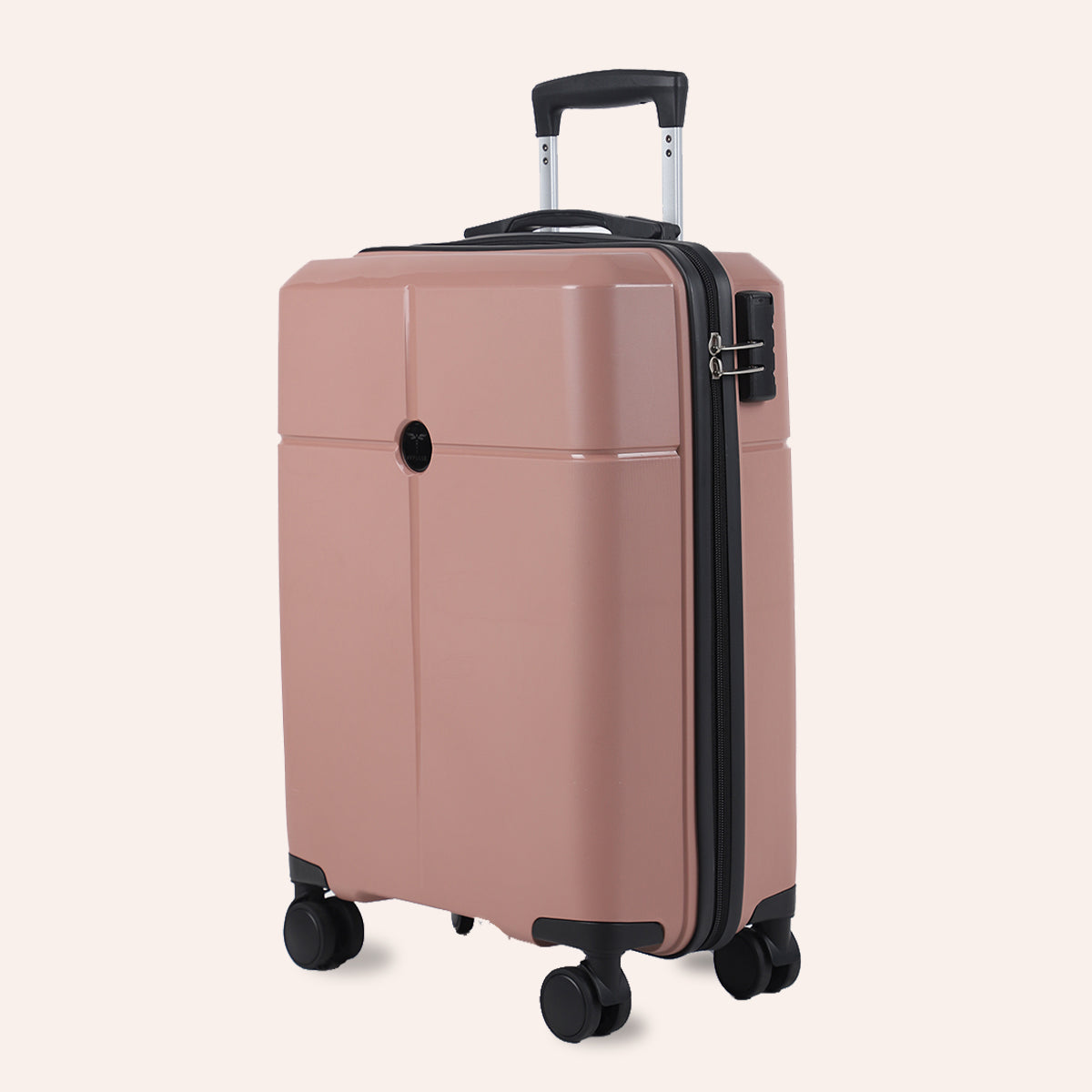 Small Cabin Suitcase (55 cm) 8 Wheels - Hard Sided PP 4 Wheel Spinner, Unbreakable Trolley Bag with Combi Lock - Pink, Multicolor