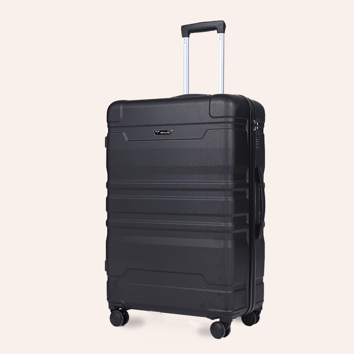 Small Cabin Suitcase (55 cm) 8 Wheels - Hard Sided ABS and PC 4 Wheel Spinner, Unbreakable Trolley Bag with Combi Lock - Black