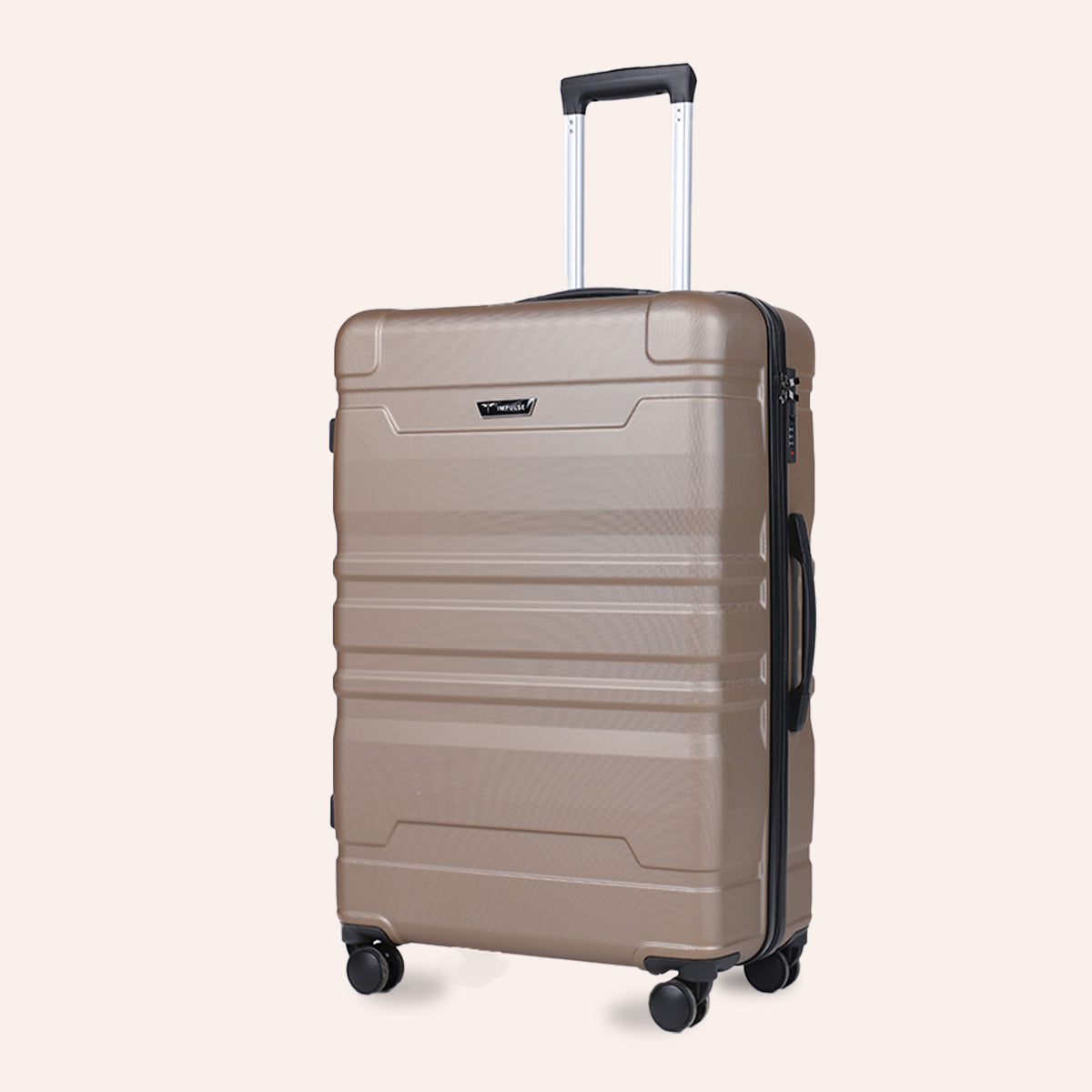 Small Cabin Suitcase (55 cm) 8 Wheels - Hard Sided ABS and PC 4 Wheel Spinner, Unbreakable Trolley Bag with Combi Lock - Beige