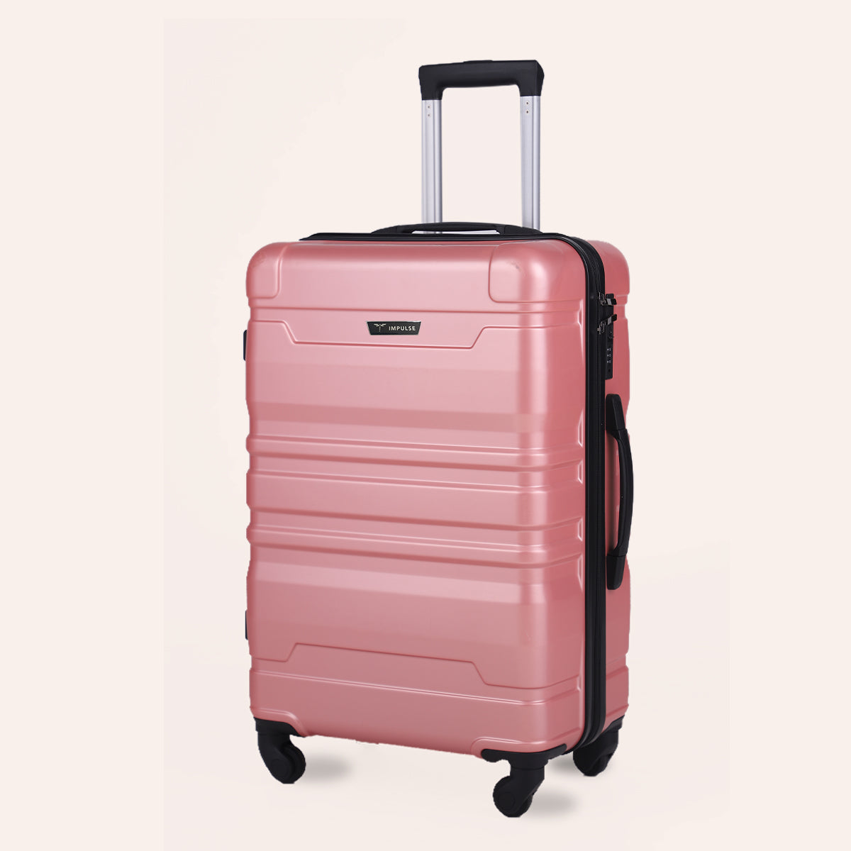 Small Cabin Suitcase (55 cm) 8 Wheels - Hard Sided ABS and PC 4 Wheel Spinner, Unbreakable Trolley Bag with Combi Lock - Pink