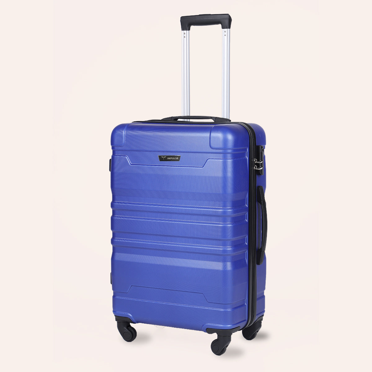 Small Cabin Suitcase (55 cm) 8 Wheels - Hard Sided ABS and PC 4 Wheel Spinner, Unbreakable Trolley Bag with Combi Lock - Blue