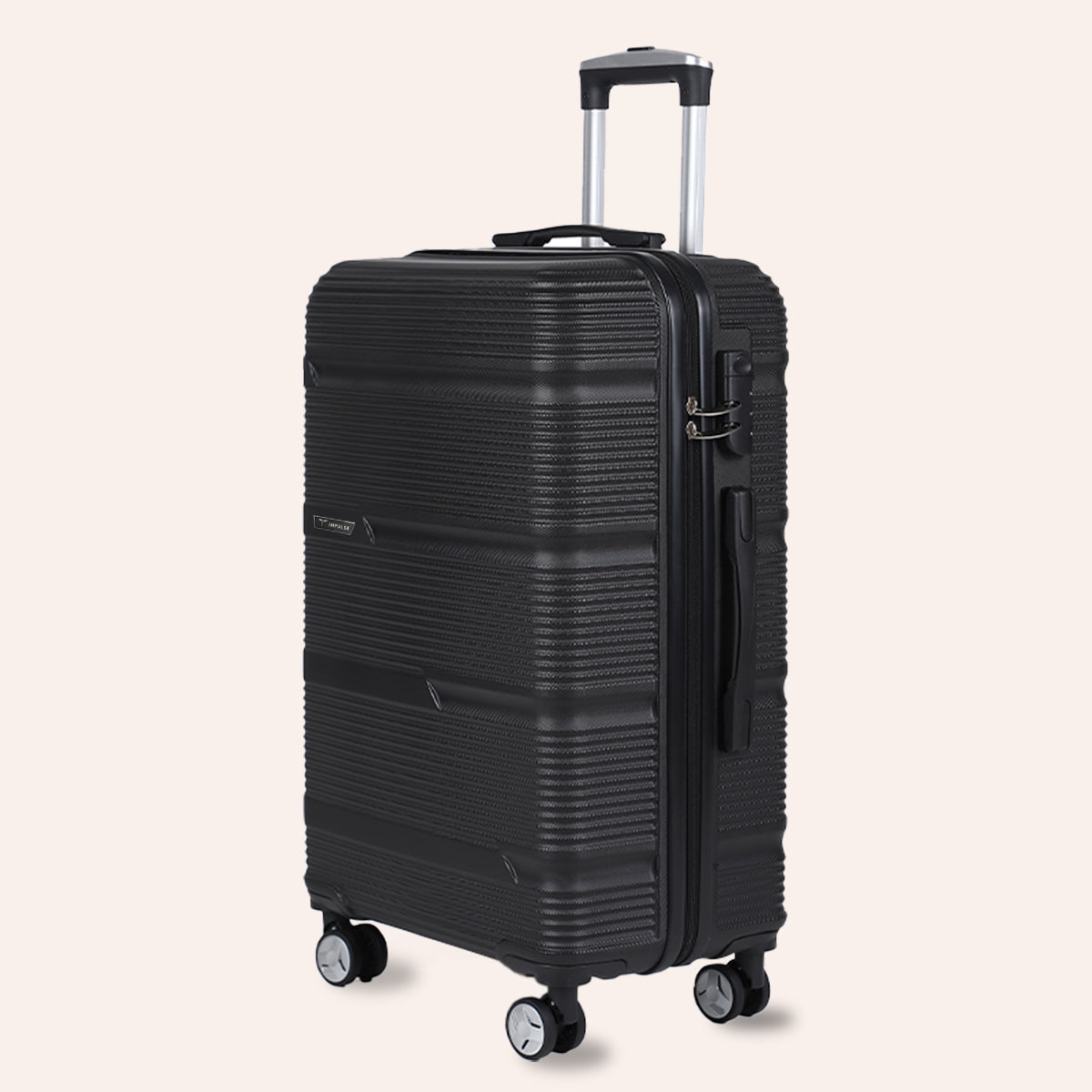 Small Cabin Suitcase (55 cm) 8 Wheels - Hard Sided ABS and PC 4 Wheel Spinner, Unbreakable Trolley Bag with Combi Lock - Black