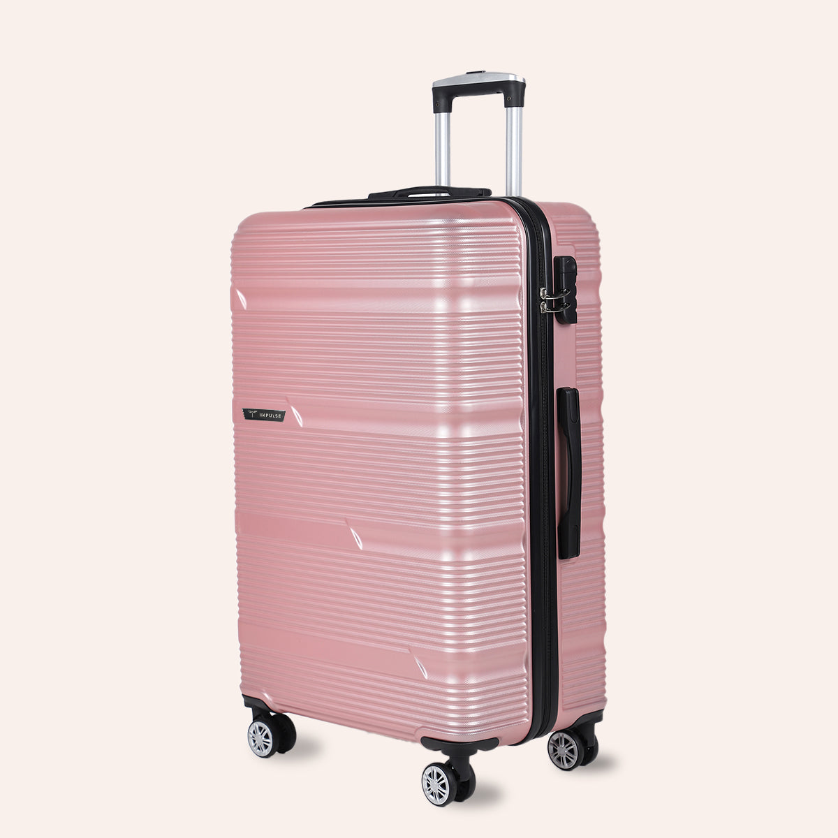 Small Cabin Suitcase (55 cm) 8 Wheels - Hard Sided ABS and PC 4 Wheel Spinner, Unbreakable Trolley Bag with Combi Lock - Pink