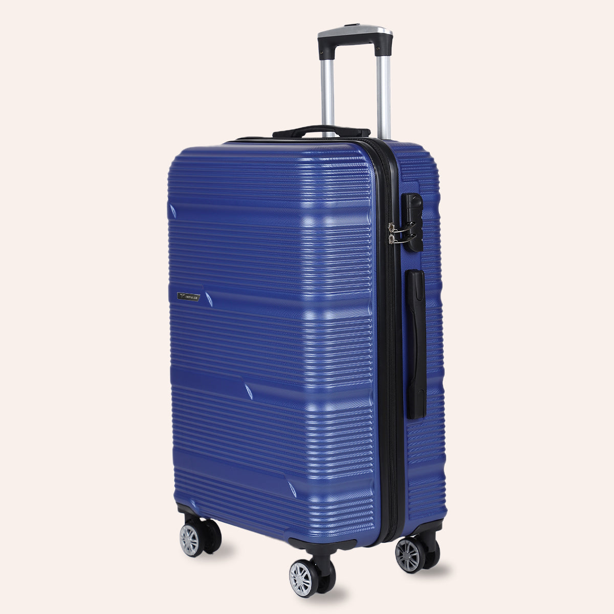 Small Cabin Suitcase (55 cm) 8 Wheels - Hard Sided ABS and PC 4 Wheel Spinner, Unbreakable Trolley Bag with Combi Lock - Blue