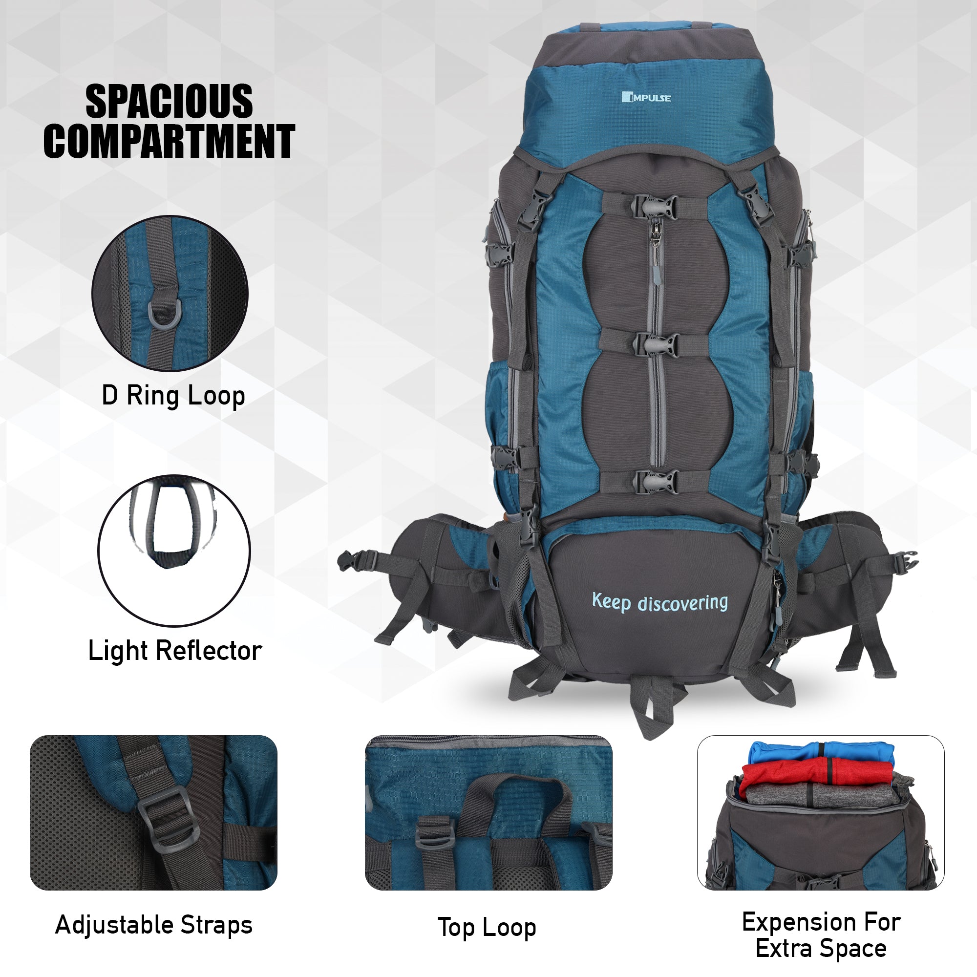90 Litre Buckle Up T Blue Trekking bag