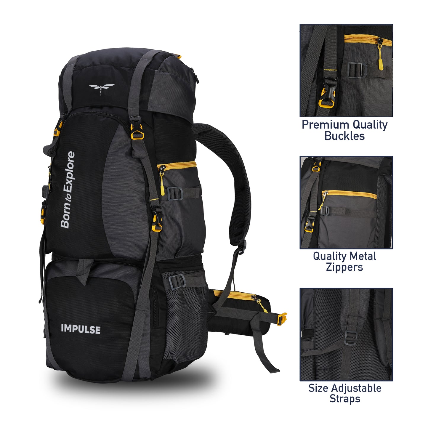 80 Litres Curve Black Trekking bag