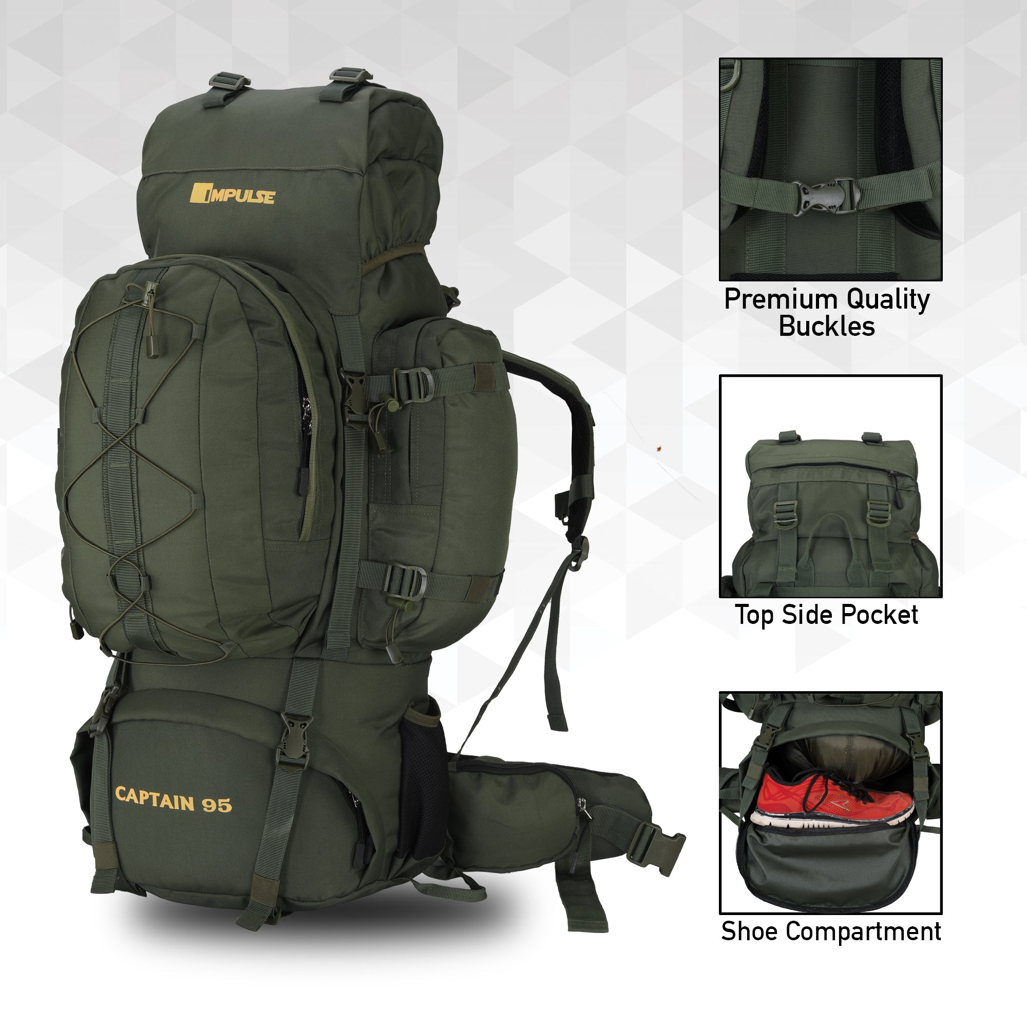95 Litres Captain Green Trekking bag