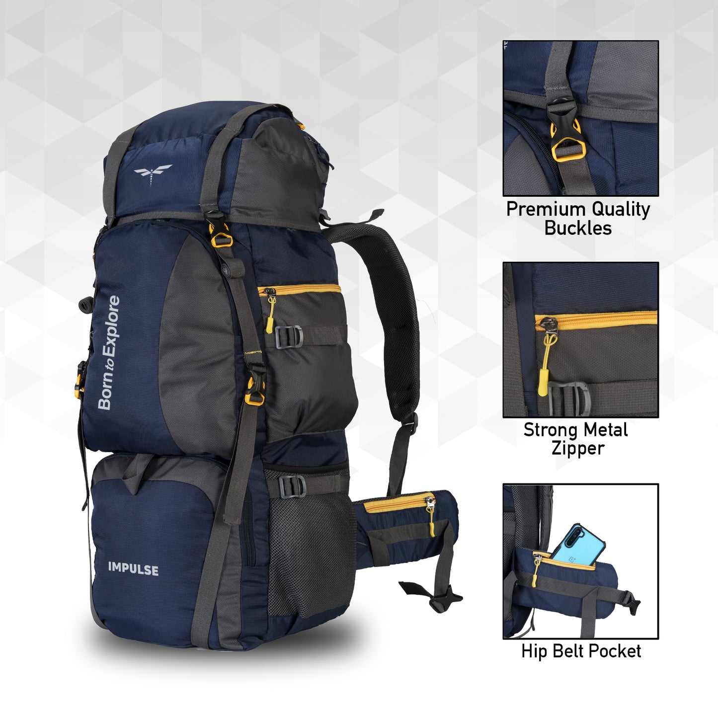 80 Litres Curve N Blue Trekking bag