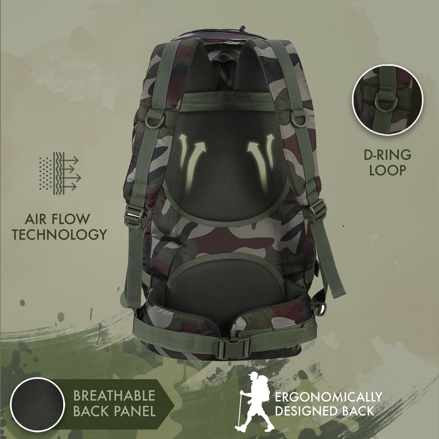 60 Litre Air mesh Pro Camo Trekking bag