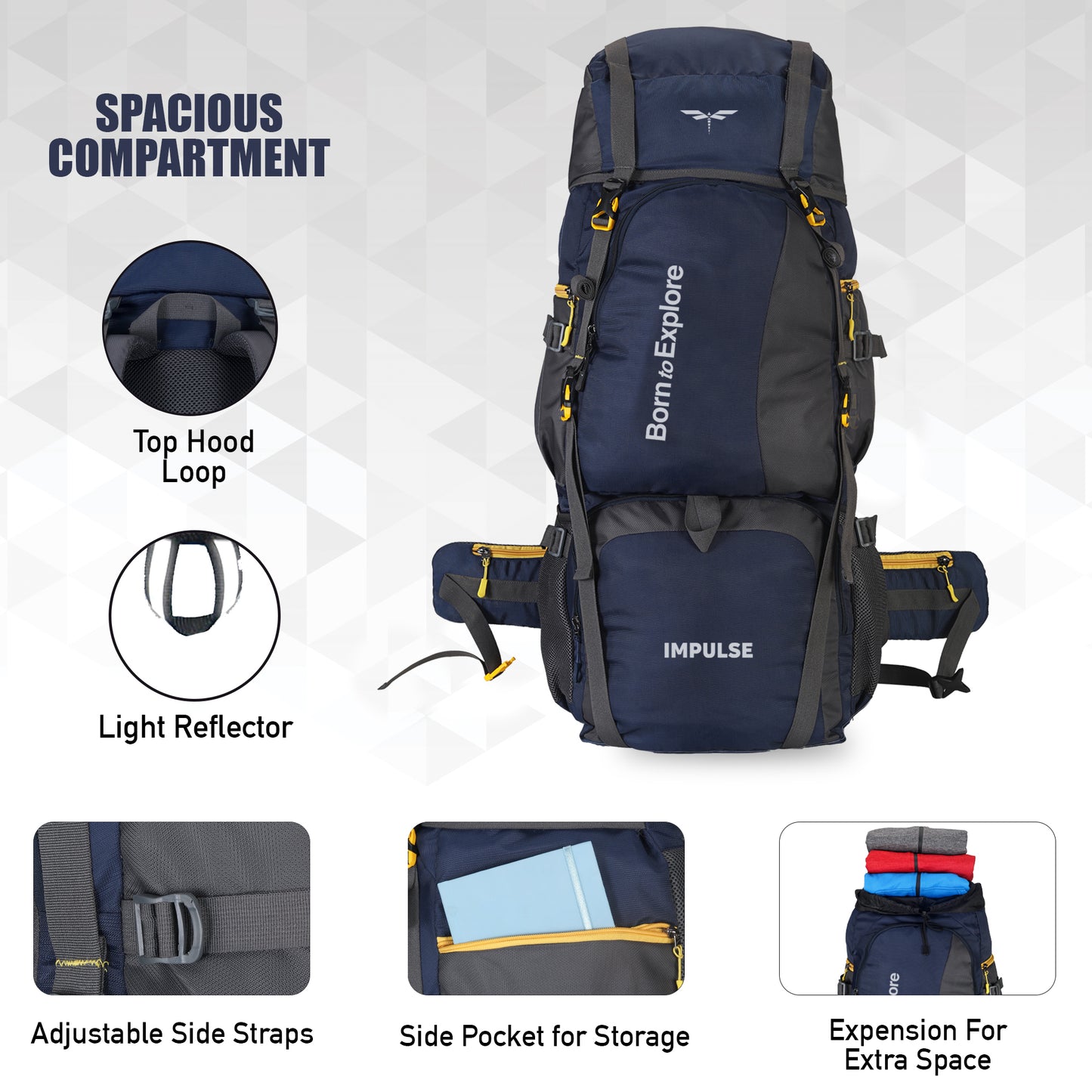 80 Litres Curve N Blue Trekking bag