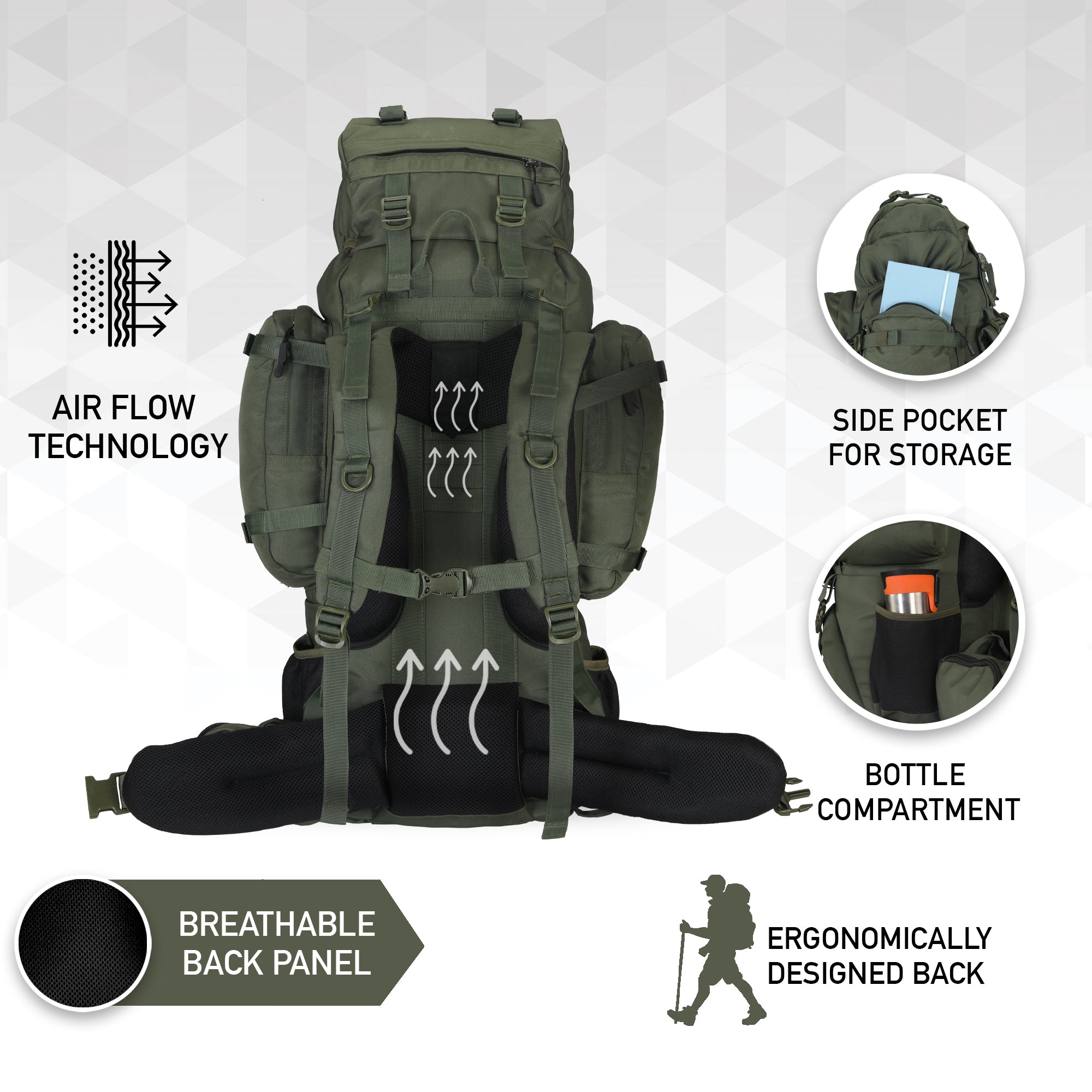 95 Litres Captain Green Trekking bag