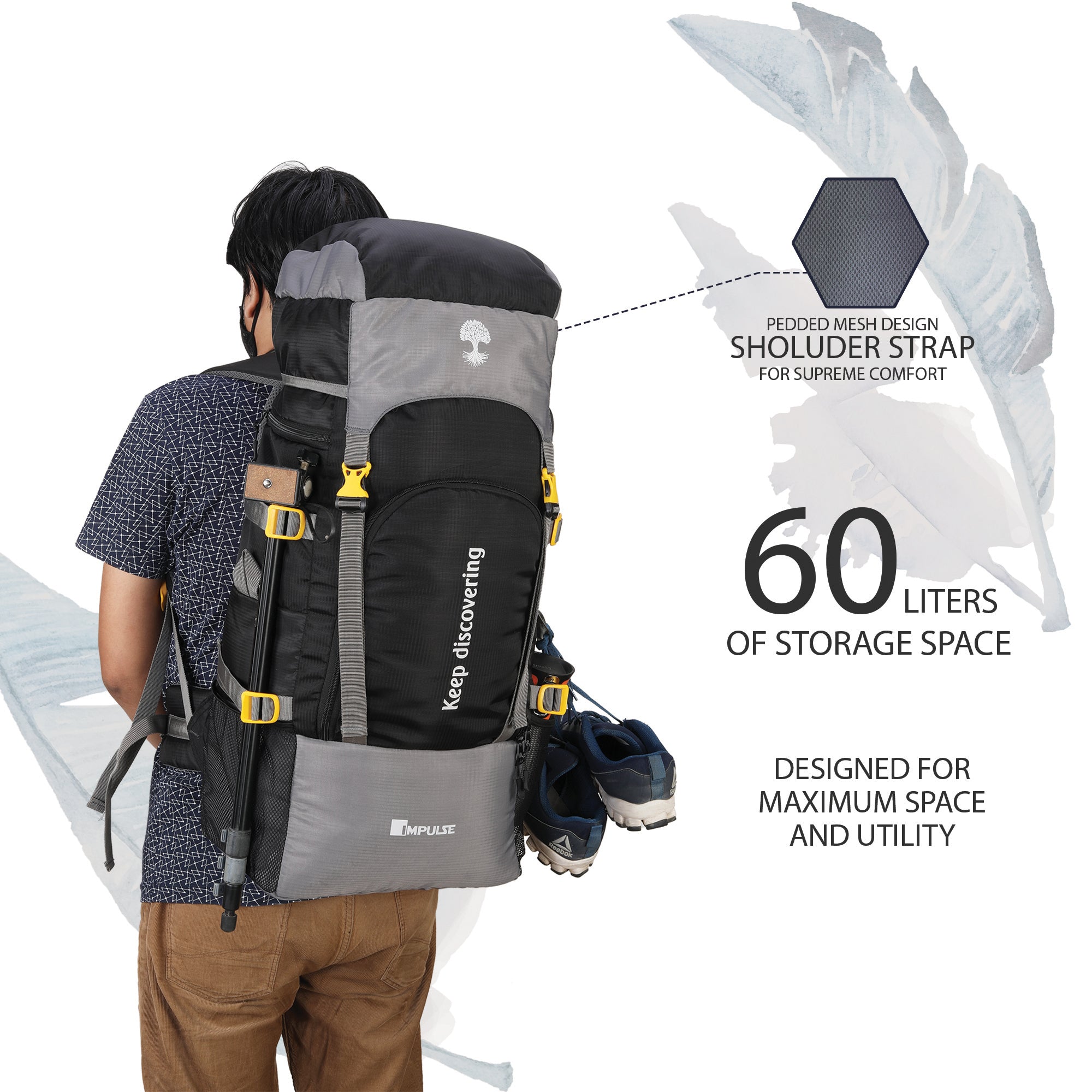 60 Litres Keep Discovering Light trekking Bag