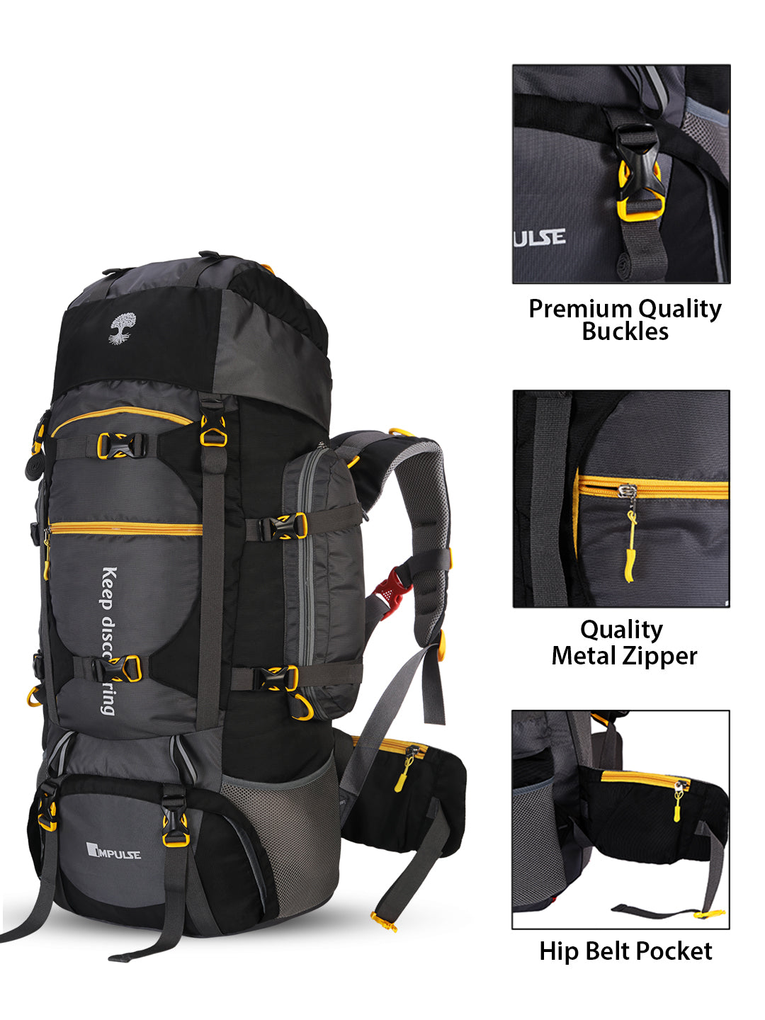 80 Litres Keep Discovering Heavy Grey trekking Bag