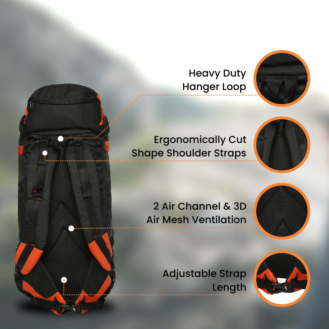 75 Litres Qontra Orange trekking Bag