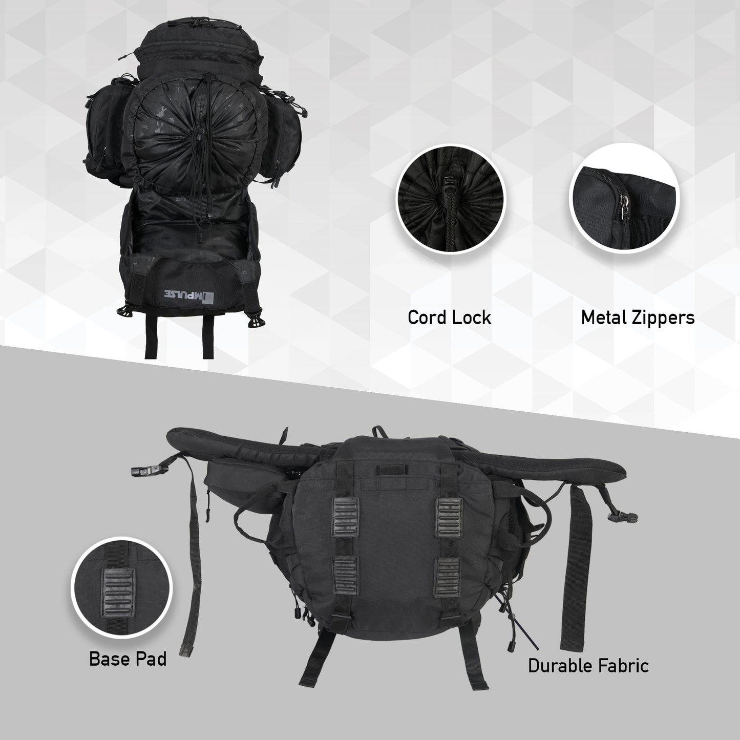 95 Litres Impulses Impulse Captain Black Trekking bag