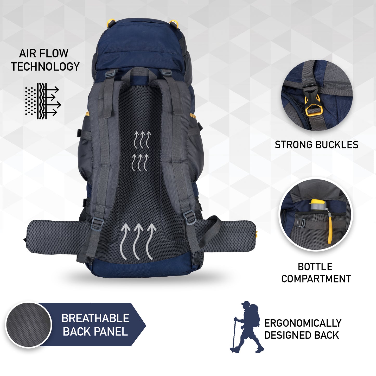 80 Litres Curve N Blue Trekking bag