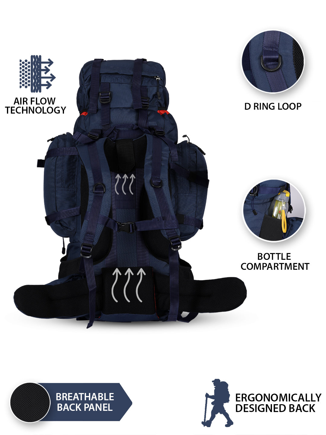 95 Litres Impulses Impulse Captain Blue Trekking bag