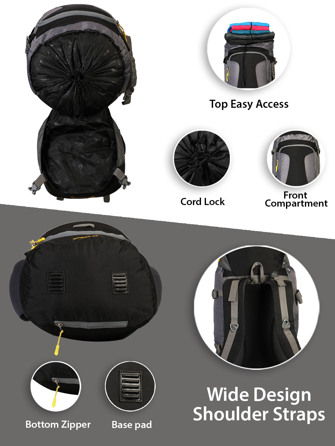 60 Litres Omega Black trekking Bag Impulsegears