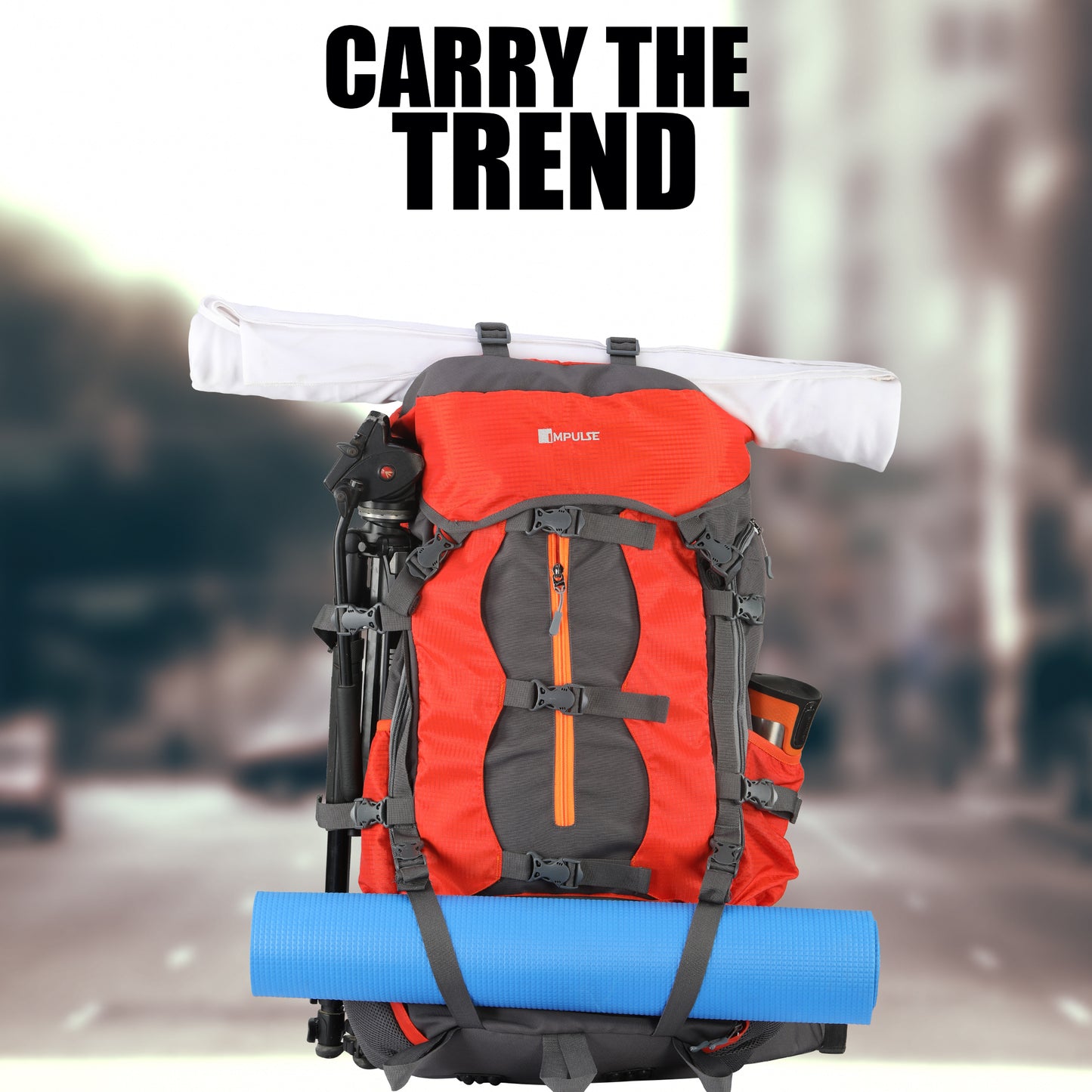 90 Litres Buckle Up Orange Trekking bag