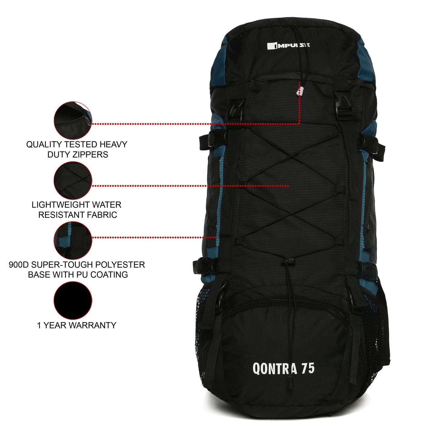 75 Litres Qontra T Blue trekking Bag