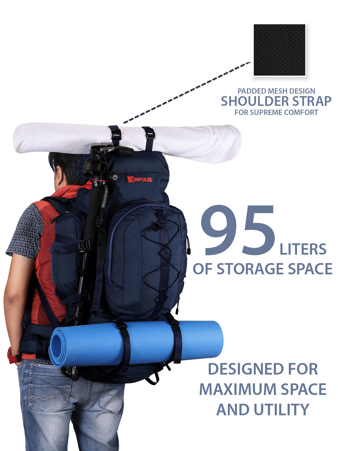 95 Litres Impulses Impulse Captain Blue Trekking bag