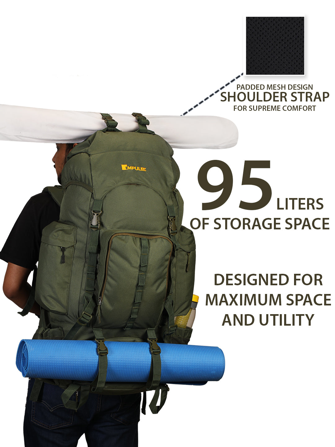 IMPULSE 80 Litres Curve Water Resistant Rucksack Trekking Hiking Camping  Outdoor Camps Luggage Bags Tour Travel Backpack Rucksack - 80 L Navy Blue -  Price in India | Flipkart.com