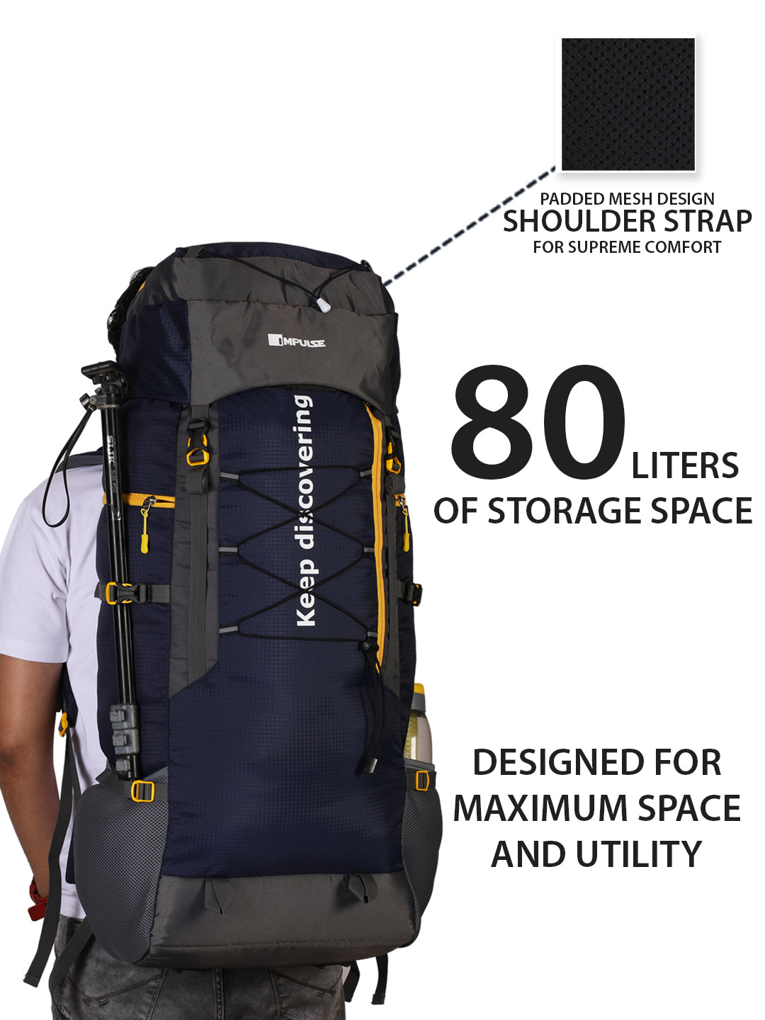 80 Litres KD007 N Blue Trekking bag