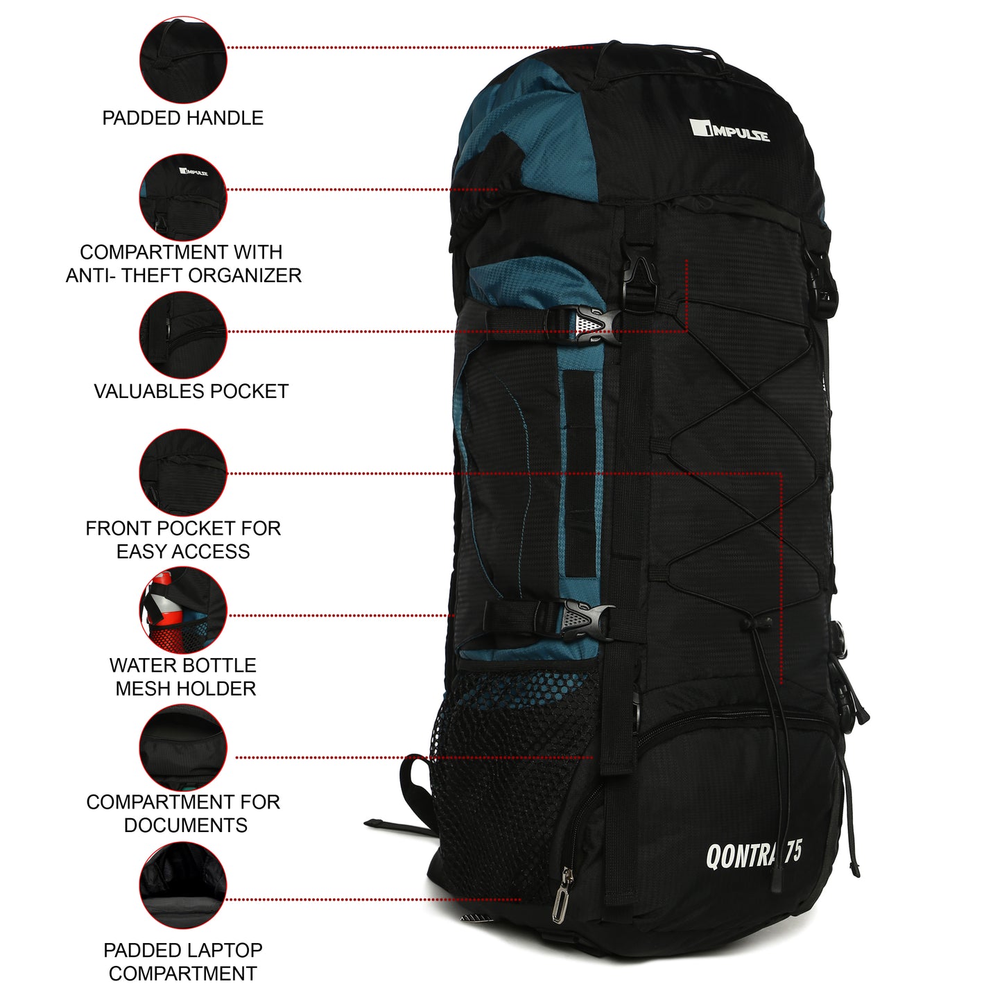 75 Litres Qontra T Blue trekking Bag